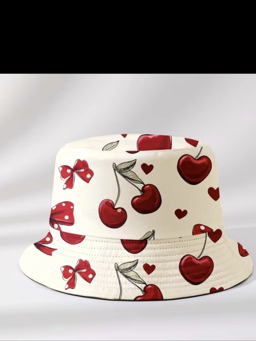 Cherry Bow Decor Bucket Hat NEW